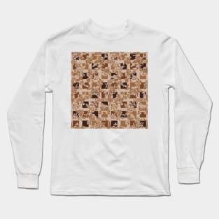 Earthy Tones Damask Illusion Long Sleeve T-Shirt